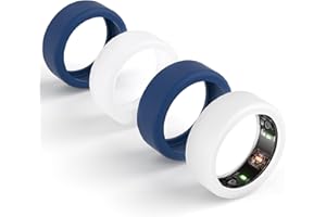 SNYEEST 4PC Silicone Ring Cover Compatible with Oura Ring 4/Ring Gen 3/ULTRAHUMAN Ring AIR Protector, Anti-Scratch Elastic Case Finger Wrapper for Woking Out Women Men (Clear*2+Blue*2, S for 4/5/6/7/8/9/10)