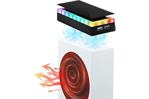 Mcbazel Xbox Series S Ventilateur de Refroidissement Housse Anti-Poussière avec 7 Effets d'éclairage RVB, Support 3 Vitesses/USB Data Transfer/Charging Port Dual Cooler pour Xbox Series S - Noir