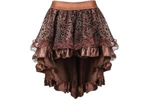 JUTRISUJO Jupe Femme Dentelle Asymetrique Steampunk Renaissance Vintage Rétro Jupe Sexy Médiévale Taille Elastique