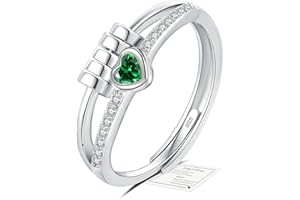 YOEE Anxiety Rings for Women Girls - 925 Sterling Silver Fidget Rings for Anxiety, Adjustable Cubic Zirconia Spinner Bead Ring Stress Relief Gift for Daughter Birthday Christmas Jewellery Gift