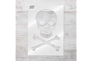 The Stencil Studio Ltd - Skull and Crossbones Stencil - Reusable Stencil - Size Small (A4) (10215S)