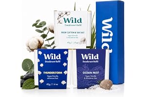 Wild Aluminium Free Natural Deodorant Refills - Clean Scents Variety Pack - Women & Men's - Fits Wild Refillable Case - 24 Ho