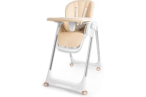 Kidsbuddy Hochstuhl Baby，Kinderhochstuhl Klappbar Baby mit Sicherheitsgurt,Tablett,Fußstütze,Liegefunktion，Einfach zu Reinigen,Babystuhl,Baby Essen Stuhl,Kinderstuhl ab 6 Monate bis 6 Jahre,Beige