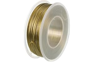 PATIKIL 328 Feet Picture Hanging Wire, Coated Cable 304 Stainless Steel Rope for Photo Frame Artwork Mirror Clothesline Railing, Gold 0.02" Dia. 27.5lb Load