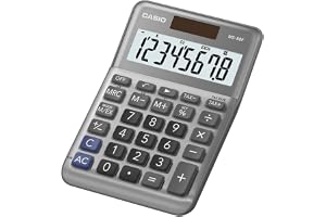 Casio Bordsräknare MS-80F, 8-siffriga, styrberäkning, kvadratrot, aluminiumfront, teckenbyte, solcell/batteridrift