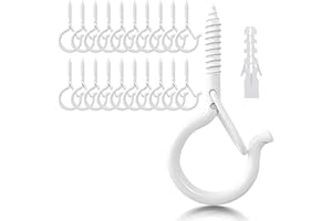 LYCXAMES Schraubhaken, 20 Stück Edelstahl Hakenschrauben mit Sicherung, Haken zum Schrauben, Deckenhaken Wandhaken zum Aufhängen Topfplanzen, Lichte, weiß