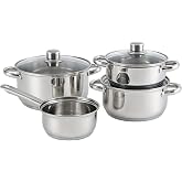 Well Home 7-Piece Stainless Steel Cookware Set with Induction Bases and Ergonomic Handles