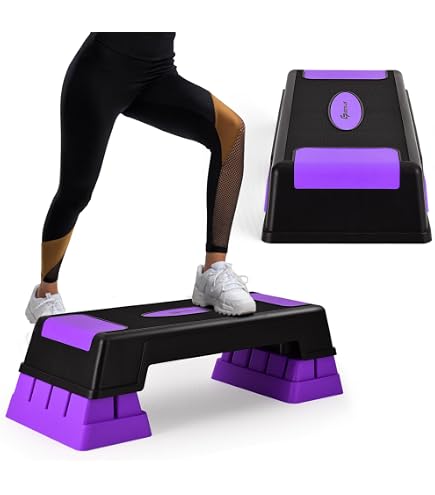 Step aerobico regolabile per esercizi, piattaforma antiscivolo, polietilene, rosso (68,5x28x10 cm