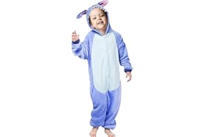 WKxinxuan Pyjama Stitch Femme Enfant, 138cm Costume Stitch Fille, Animé Deguisement Stitch Cosplay, Convient aux Jeux de rôle pour Enfants et Adultes, Halloween, Jeux de Pyjama de Carnaval