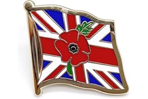 CTTK Poppy Badges and Pins 2024 with Union Jack Flag Remembrance Day Lest We Forget Decorations Gifts Memorabilia
