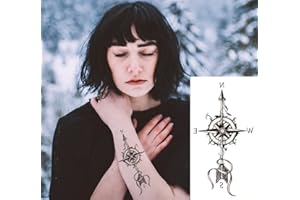 EROSPA® Tattoo-Bogen temporär - Aufkleber Kompass Pfeil Norden - 21 x 11 cm