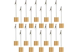 Orssmigs 20Pcs Fotohalter mit Klammern Holzsockel Postkartenhalter Memo Clip Halter mit Stehend Fotoständer Tischkartenhalter Nachrichten Clip Halter für Büro, Hochzeit, Zuhause, Postkarte