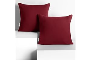 DecoKing 2 Kissenbezüge 50x50 cm Jersey 100% gekämmte Baumwolle Reißverschluss Bordeaux Amber