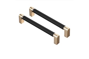 CILEYTION 1 Pack Black and Gold Cupboard Handles, 128mm Hole Spacing Kitchen Cupboard Handles Black Drawer Handles and Black Wardrobe Door Handles