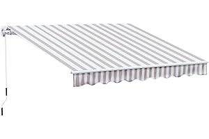 Outsunny Markise mit Handkurbel, Gelenkarmmarkise, Sonnenschutz, Wandmontage, Balkon, Alu Berge 3 x 2,5 m