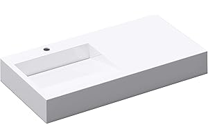 Mai & Mai Lavabo suspendido Col11 Lavabo sobre encimera 100x50x13cm en blanco de fundición mineral forma rectangular