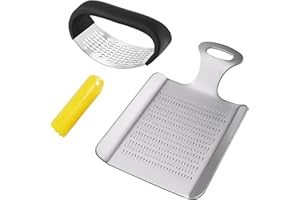 Misazy Presse Ail Inox, Presse Ail Manuel, Presse-Ail, Presse Ail Inox Professionnel Avec Spatule à lAil, Éplucheur, Économie De Travail(3 Pièces)