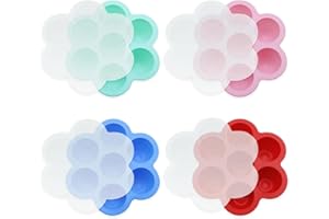 Vlecexs Moule pour Purée Bébé Silicone, Boîte de Conservation des Aliments pour Bébés vec Couvercle Hermétique, 4 Pièces Plateaux de Congélation pour Aliments pour Glaçons Bonbons et Chocolats