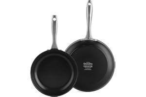 GreenPan Lima Midnight Set di padelle in ceramica dura anodizzata e antiaderente da 20 e 26 cm, senza PFAS, lavabili in lavastoviglie, adatte all'induzione e al forno, nero