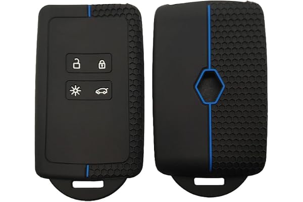 Lot de 2 Coques de clé de Voiture pour Renault Clio Megane Koleos Kadjar Kangoo Twingo Talisman Captur Espace Dacia Duster Coque- Coque de clé en Silicone - 4 Boutons (Bleu Foncé)