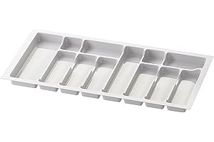 Inserto portaposate Sossai Divio per cassetti larghi 90 cm, 83x43 cm – ritagliabile, 12 scomparti, bianco, vassoio portaposate in plastica per cassetti da cucina