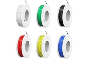 HUAZIZ Cable de silicona flexible, 22 AWG, juego de alambres electrónicos, surtido de conmutación, alambre de cobre estañado, bobina de 6 colores, 10 metros/bobina, para aviones teledirigidos