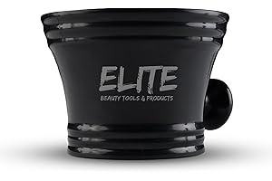 Elite Beauty Tools & Products Shaving Soap Bowl, Shaving Bowl, Soap Dish, Shaving Mug with Handle to Make Cream for Shaving, Gift for Men (Black)