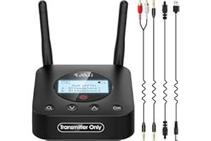 1Mii Transmisor Bluetooth 5.2 para TV, Adaptador Bluetooth Audio Entrada Óptica/AUX/Coaxial con Pantalla Fácil de Conectar con 2 Auriculares BT, Control de Volumen, aptXLL/HD, Largo Alcance-B06TX+