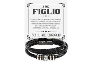 BRAMART Azienda Italiana Bracciale Uomo in Pelle Intrecciata con Acciaio Inox Lucidato di Altissima qualità Idea Regalo per lui Festa del Papà Natale Compleanno - Cofanetto con DEDICA incluso