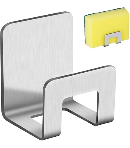 2 Porte-Éponges Pour Évier - Adhésif Étanche - Design En U - Acier Inoxydable - Argent