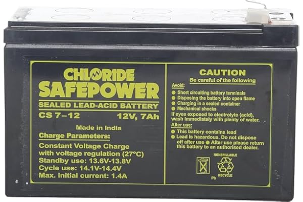 Chloride Safe Powers Exide 12V 7AH battery CS 7-12 SMF UPS Solar Battery
