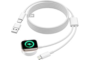 POUKEY 2 in 1 Charging Cable for Apple Watch Charger Cable, iWatch Charger Apple Watch Fast Charger USB C Magnetic Charging Cable for iWatch Series 9/8/7/6/5/4/3/2/SE/Ultra, iPhone 14 13 12 11 Pro Max/XS/XR
