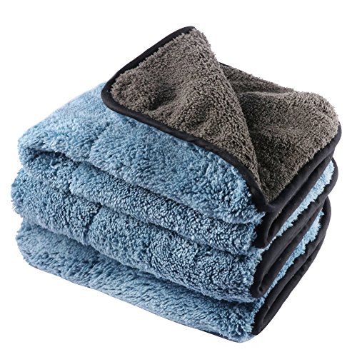 Preisvergleich Produktbild Foho Mikrofaser Reinigungstücher, 3Pcs Microfaser Auto Poliertücher Trockentuch Putztuch Auto Tücher Mikrofasertücher Reinigungstücher für Auto Waschen & Lackieren (38 x 45 cm)