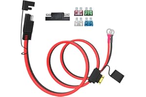 ELFCULB 10AWG 3.3FT SAE to Ring Terminal Extension Cable with 10A 15A 20A 25A 30A Fuses for Solar Generator, Solar Panel, Battery Charger (1M)