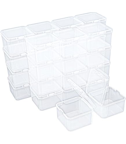 Thintinick 4 stuks rechthoekige doorzichtige plastic opbergdozen met scharnierend deksel voor kralen en andere kleine knutselartikelen (7,8 x 4,7 x 1,3 inch
