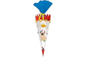 Ursus 9870011 - Schultüte Bastelset Easy Line, Mops, sechseckig, Höhe ca. 68 cm, Durchmesser ca. 20 cm, aus 3D Colorwellpappe 260 g/qm, alle Teile vorgestanzt, inklusive Bastelanleitung