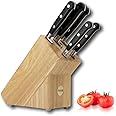 5 Piece Sabatier Professional Knife Block Set - Solid Wood Block, Full Tang, Quality High Carbon Steel Taper Ground Blades, Triple Rivet Comfort Handles. Sharper for Longer. by Taylors Eye Witness