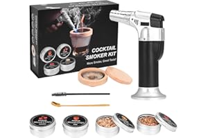 Ruiqas Cocktail-Smoker-Set Altmodisches Whiskey-Bourbon-Getränke-Set mit Taschenlampe 4 Geschmacksrichtungen