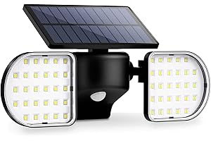 OUSFOT faretti solari a led da esterno IP67 con sensore di movimento Lampade solari a LED per esterni impermeabili luci solari esterno, 3 modalità, super luminose, cortile (1pcs)