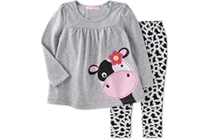 CORALUP Toddler Girls Clothes Outfit Little Kids Pajamas Sets Long Sleeve T-Shirt Floral Pants 2Pcs Clothing Set 18Months-7Years