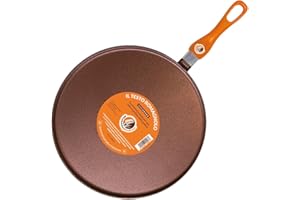RICCIONEPIADINA Testo Romagnolo – Padella per Piadina 32cm Universale per Gas e Induzione - Piastra Antiaderente in Alluminio Teflonato con Manico in Bachelite - Ideale per Piadine, Verdure, Carne e Pesce