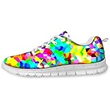Women's running shoes, trainers, rainbow, coloured, graffiti, polygon printed, stylish sports shoes, street running shoes, tr