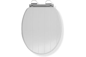 Croydex Portland Soft Close Toilet Seat Tongue & Groove Design - Soft Close and Quick Release for Easy Cleaning and Flexi-Fix Adjustable Hinges with Top & Bottom Fix Hinge Fittings (White Wood)
