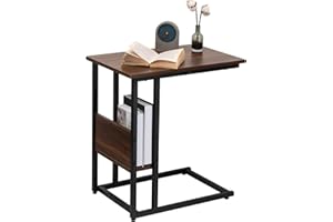 WOLTU Mesa Auxiliar Mesa de Centro Mesita de Noche Mesa Portátil, Marco de Metal, Tablero de Madera Mesas Nido, Metal y Madera, Haya Oscura 55x36x59,5cm(BxTxH) TS79dc