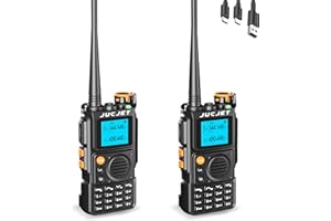 JUCJET UVK6 two-way radio(2 pcs), Dual Band Walkie Talkie with One Key Pairing, 999 Channels, Voice Noise Reduction, High Power 2600mAh Rechargeable Radios for Outdoor Adventures, Camping