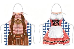 Foreverup Oktoberfest förkläde, 2 stycken matlagningsförkläde roligt grillförkläde, justerbart köksförkläde för män och kvinnor, för oktoberfest, utomhus, matlagning, trädgårdsmästare, keramisk konst
