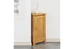 Hallowood Furniture Eckschrank Aston Eiche, kleine Eckschränke aus Holz für Wohnzimmer mit 1-türigem Aufbewahrungsschrank + 2 verstellbaren Einlegeböden, vielseitiges Eichenregal und Telefontisch