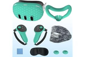 PKKP Lot de 7 coques de protection en silicone pour Meta Quest 3 VR - 7 pièces - Housse de protection pour manette tactile - Cache-objectif jetable - Lavable - Multicolore (vert)