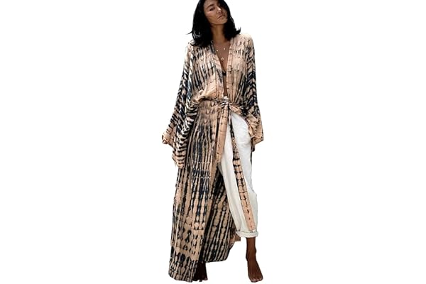 YouKD maxi-kimono-klänning, boho-cardigan, morgonrockar, strandtäckningar, bikini-badrockar