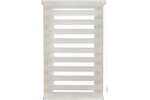 Blindecor Indus SIN HERRAMIENTAS | Estor Enrollable Sin Taladrar de Doble Capa | Color Lino 75 x 130 cm (ancho x largo) | Tamaño de la Tela 72 x 125 cm